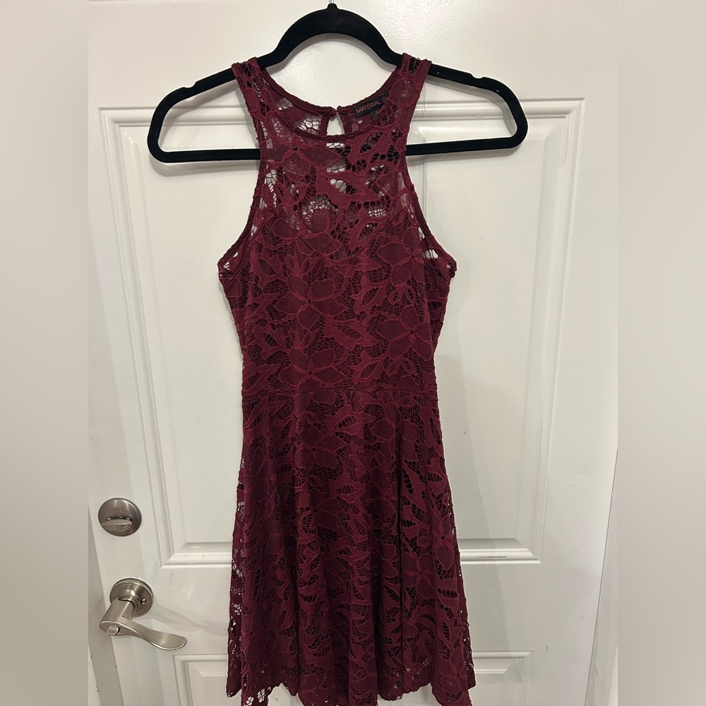 Material Girl Burgundy Lace Dress